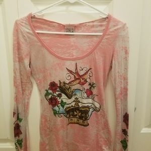 Ed hardy inspired pink top